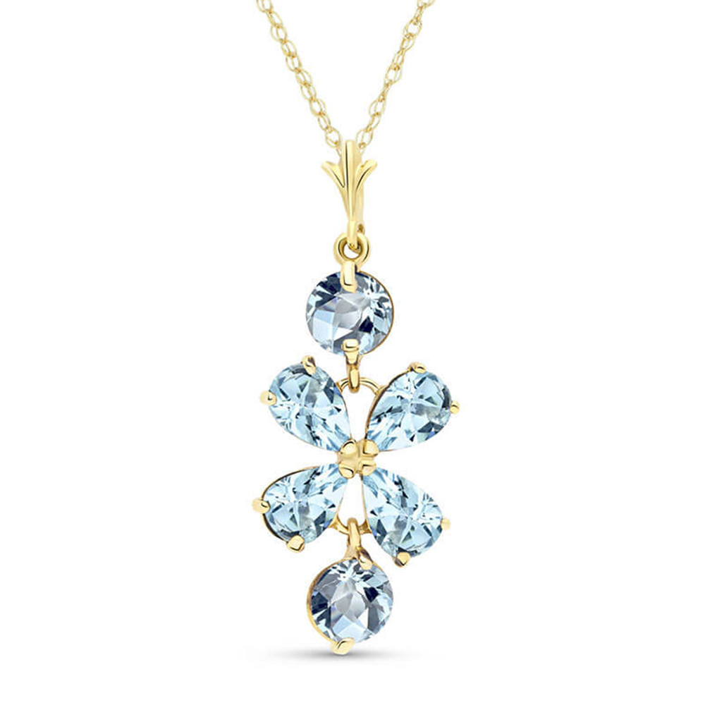 14K. GOLD CHANDELIERS EARRING WITH AQUAMARINES (Yellow Gold)